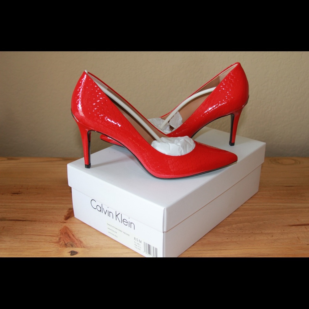 Red Leather Calvin Klein High Heels